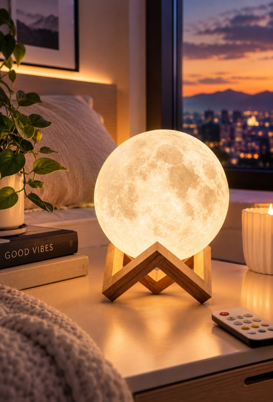 Lampara luna 3D con control remoto