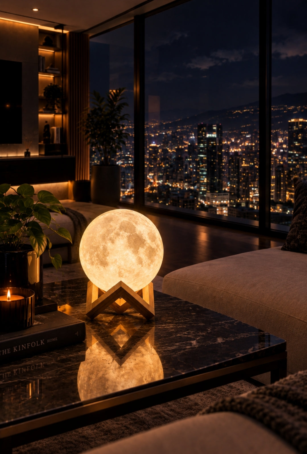 Lampara luna 3D con control remoto
