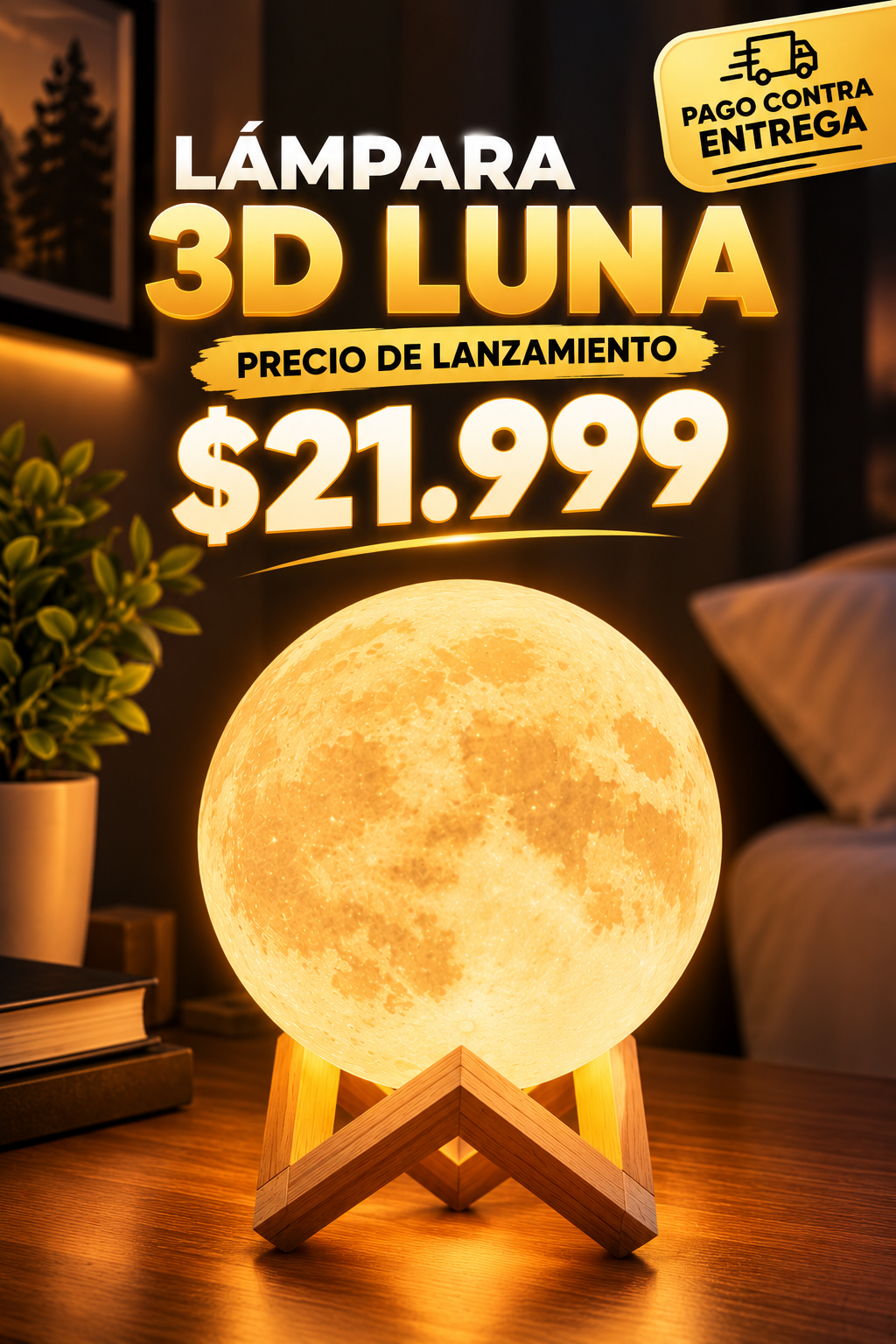 Lampara luna 3D con control remoto