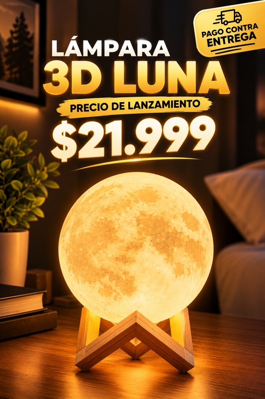 Lampara luna 3D con control remoto